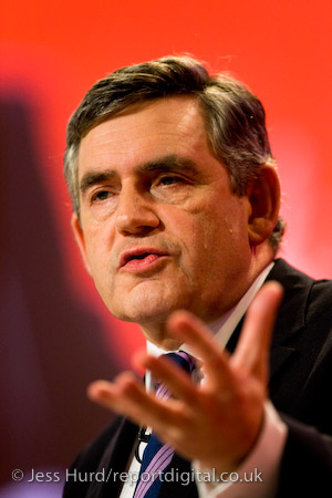 Gordon Brown. Labour Party Conference 2009. Brighton.

© Jess Hurd/reportdigital.co.uk
Tel: 01789-262151/07831-121483  
info@reportdigital.co.uk  
NUJ recommended terms & conditions apply. Moral rights asserted under Copyright Designs & Patents Act 1988. Credit is required. No part of this photo to be stored, reproduced, manipulated or transmitted by any means without permission.