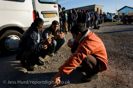 Refugees in Calais queue for food. France.
© Jess Hurd/reportdigital.co.uk
Tel: 01789-262151/07831-121483  
info@reportdigital.co.uk  
NUJ recommended terms & conditions apply. Moral rights asserted under Copyright Designs & Patents Act 1988. Credit is required. No part of this photo to be stored, reproduced, manipulated or transmitted by any means without permission.
