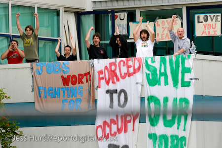 Save Vestas, Save the Planet. Occupation at the wind turbine plant, Isle of Wight.
© Jess Hurd/reportdigital.co.uk
Tel: 01789-262151/07831-121483  
info@reportdigital.co.uk  
NUJ recommended terms & conditions apply. Moral rights asserted under Copyright Designs & Patents Act 1988. Credit is required. No part of this photo to be stored, reproduced, manipulated or transmitted by any means without permission.