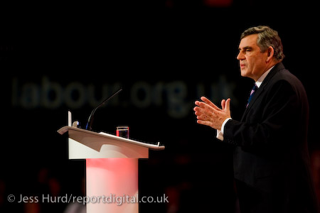 Gordon Brown. Labour Party Conference 2009. Brighton.

© Jess Hurd/reportdigital.co.uk
Tel: 01789-262151/07831-121483  
info@reportdigital.co.uk  
NUJ recommended terms & conditions apply. Moral rights asserted under Copyright Designs & Patents Act 1988. Credit is required. No part of this photo to be stored, reproduced, manipulated or transmitted by any means without permission.
