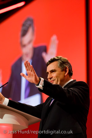 Gordon Brown. Labour Party Conference 2009. Brighton.

© Jess Hurd/reportdigital.co.uk
Tel: 01789-262151/07831-121483  
info@reportdigital.co.uk  
NUJ recommended terms & conditions apply. Moral rights asserted under Copyright Designs & Patents Act 1988. Credit is required. No part of this photo to be stored, reproduced, manipulated or transmitted by any means without permission.