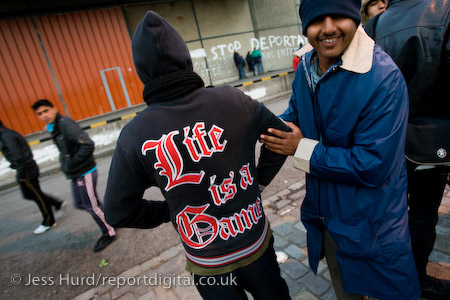 Life is a game. Refugees in Calais made homeless after the clearing of the Jungle. France.
© Jess Hurd/reportdigital.co.uk
Tel: 01789-262151/07831-121483  
info@reportdigital.co.uk  
NUJ recommended terms & conditions apply. Moral rights asserted under Copyright Designs & Patents Act 1988. Credit is required. No part of this photo to be stored, reproduced, manipulated or transmitted by any means without permission.