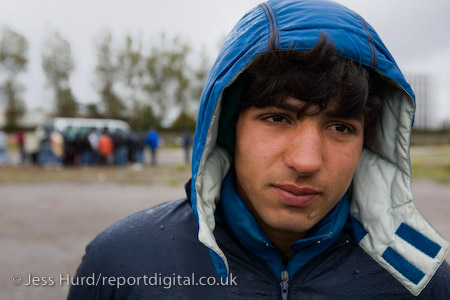 Refugees in Calais made homeless after the clearing of the Jungle queue for food from the Salam charity. France.
© Jess Hurd/reportdigital.co.uk
Tel: 01789-262151/07831-121483  
info@reportdigital.co.uk  
NUJ recommended terms & conditions apply. Moral rights asserted under Copyright Designs & Patents Act 1988. Credit is required. No part of this photo to be stored, reproduced, manipulated or transmitted by any means without permission.