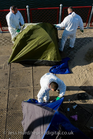 Refugees in Calais are evicted from their temporary home under a brigde by police and their posessions destroyed. France.
© Jess Hurd/reportdigital.co.uk
Tel: 01789-262151/07831-121483  
info@reportdigital.co.uk  
NUJ recommended terms & conditions apply. Moral rights asserted under Copyright Designs & Patents Act 1988. Credit is required. No part of this photo to be stored, reproduced, manipulated or transmitted by any means without permission.