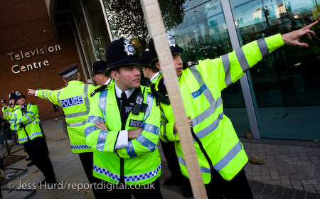 Unite Against Fascism demonstration opposing the invitation of BNP leader Nick Griffin on Question Time. BBC Television Centre, White City.
© Jess Hurd/reportdigital.co.uk
Tel: 01789-262151/07831-121483  
info@reportdigital.co.uk  
NUJ recommended terms & conditions apply. Moral rights asserted under Copyright Designs & Patents Act 1988. Credit is required. No part of this photo to be stored, reproduced, manipulated or transmitted by any means without permission.