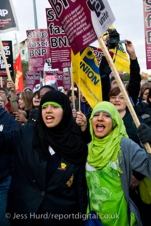 Unite Against Fascism demonstration opposing the invitation of BNP leader Nick Griffin on Question Time. BBC Television Centre, White City.
© Jess Hurd/reportdigital.co.uk
Tel: 01789-262151/07831-121483  
info@reportdigital.co.uk  
NUJ recommended terms & conditions apply. Moral rights asserted under Copyright Designs & Patents Act 1988. Credit is required. No part of this photo to be stored, reproduced, manipulated or transmitted by any means without permission.
