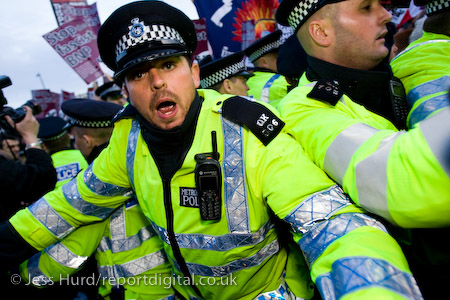 Unite Against Fascism demonstration opposing the invitation of BNP leader Nick Griffin on Question Time. BBC Television Centre, White City.
© Jess Hurd/reportdigital.co.uk
Tel: 01789-262151/07831-121483  
info@reportdigital.co.uk  
NUJ recommended terms & conditions apply. Moral rights asserted under Copyright Designs & Patents Act 1988. Credit is required. No part of this photo to be stored, reproduced, manipulated or transmitted by any means without permission.