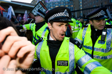 Unite Against Fascism demonstration opposing the invitation of BNP leader Nick Griffin on Question Time. BBC Television Centre, White City.
© Jess Hurd/reportdigital.co.uk
Tel: 01789-262151/07831-121483  
info@reportdigital.co.uk  
NUJ recommended terms & conditions apply. Moral rights asserted under Copyright Designs & Patents Act 1988. Credit is required. No part of this photo to be stored, reproduced, manipulated or transmitted by any means without permission.