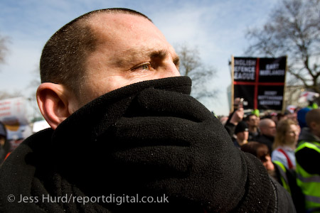 English Defence League march in support of the Dutch Islamophobic politician Geert Wilders who was a guest of UKIP at the Houses of Parliament. London.

© Jess Hurd/reportdigital.co.uk
Tel: 01789-262151/07831-121483  
info@reportdigital.co.uk  
NUJ recommended terms & conditions apply. Moral rights asserted under Copyright Designs & Patents Act 1988. Credit is required. No part of this photo to be stored, reproduced, manipulated or transmitted by any means without permission.