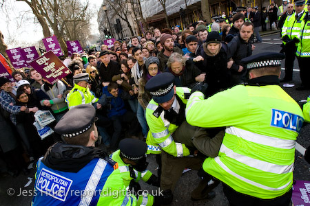 Police arrest UAF demonstrators as the English Defence League march in support of the Dutch Islamophobic politician Geert Wilders who was a guest of UKIP at the Houses of Parliament. London.

© Jess Hurd/reportdigital.co.uk
Tel: 01789-262151/07831-121483  
info@reportdigital.co.uk  
NUJ recommended terms & conditions apply. Moral rights asserted under Copyright Designs & Patents Act 1988. Credit is required. No part of this photo to be stored, reproduced, manipulated or transmitted by any means without permission.