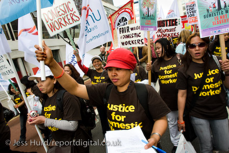 Domestic workers join Mayday demonstration, London.

© Jess Hurd/reportdigital.co.uk
Tel: 01789-262151/07831-121483  
info@reportdigital.co.uk  
NUJ recommended terms & conditions apply. Moral rights asserted under Copyright Designs & Patents Act 1988. Credit is required. No part of this photo to be stored, reproduced, manipulated or transmitted by any means without permission.