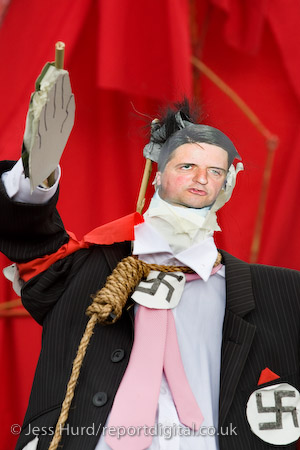 An effigy of Nick Griffin, BNP is hung in Parliament Square during a May Day demonstration in central London. 

© Jess Hurd/reportdigital.co.uk
Tel: 01789-262151/07831-121483  
info@reportdigital.co.uk  
NUJ recommended terms & conditions apply. Moral rights asserted under Copyright Designs & Patents Act 1988. Credit is required. No part of this photo to be stored, reproduced, manipulated or transmitted by any means without permission.