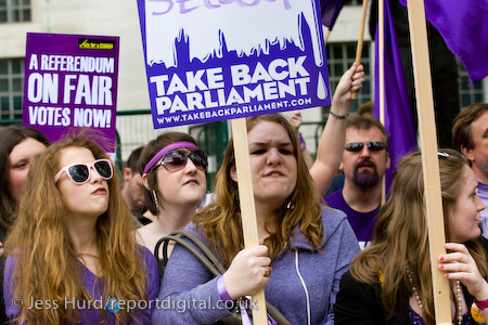 Take Back Parliament protest, Demo for Democracy. Campaign for proportional representation. Westminster.

© Jess Hurd/reportdigital.co.uk
Tel: 01789-262151/07831-121483  
info@reportdigital.co.uk  
NUJ recommended terms & conditions apply. Moral rights asserted under Copyright Designs & Patents Act 1988. Credit is required. No part of this photo to be stored, reproduced, manipulated or transmitted by any means without permission.