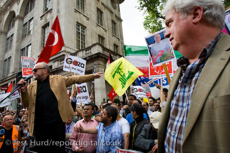 George Galloway and Hugh Lanning PCS. Demonstrators march to the Israeli Embassy against the Israeli attack on the flotilla of aid-carrying vessels bound for Gaza. London.

© Jess Hurd/reportdigital.co.uk
Tel: 01789-262151/07831-121483  
info@reportdigital.co.uk  
NUJ recommended terms & conditions apply. Moral rights asserted under Copyright Designs & Patents Act 1988. Credit is required. No part of this photo to be stored, reproduced, manipulated or transmitted by any means without permission.